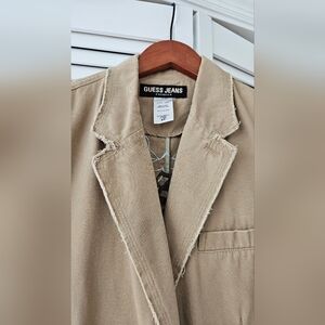 Guess Tan Blazer with Distressed Hems